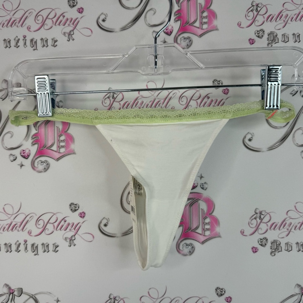 Free People thong BRAND NEW WITH TAGS White and Green Lace Trim Panty Lacie